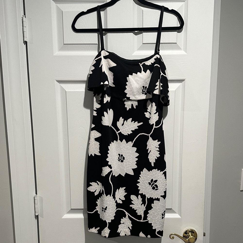Elegant Black and White Floral Dress